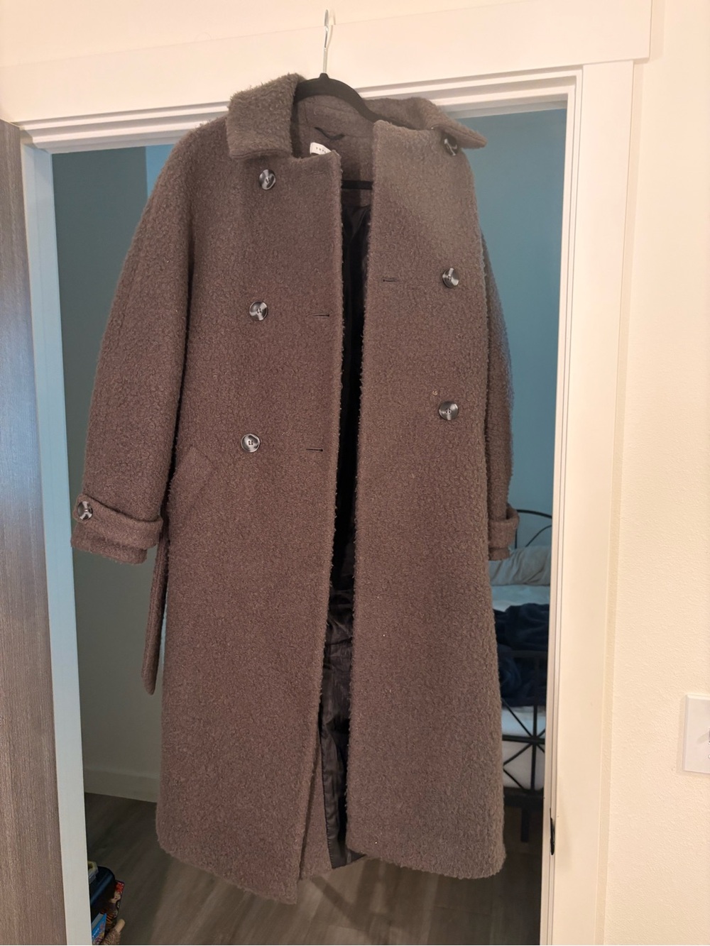 Topshop Double-Breasted Brown Pea Coat